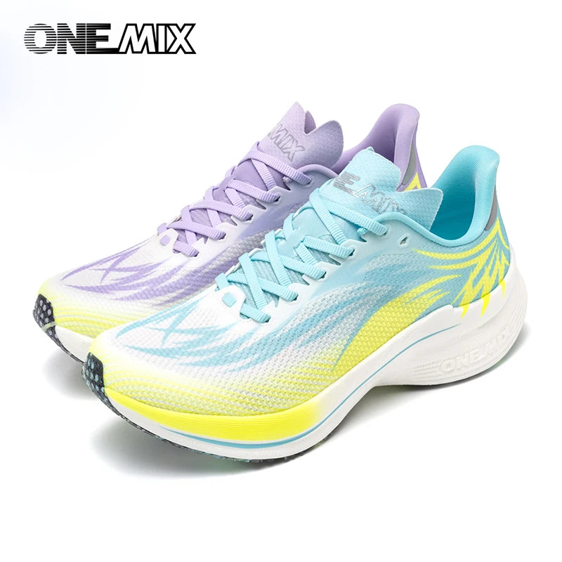 ONEMIX 2025 Sapatilhas de Corrida Desportivas para Homem e Mulher com Placa de Carbono, Respiráveis, Amortecimento, Antiderrapantes, PB, Leves e com Retorno de Energia