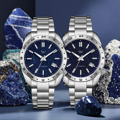 WM Watch Automatic Mechanical 2565 Watches Lapis Lazuli/Blue Sandstone Dial Waterproof AR Coated 100M Welly Merck Watch 223M
