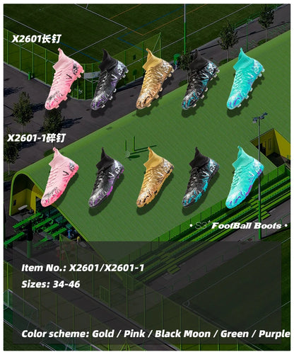 Zapatillas de fútbol profesionales para hombre, transpirables, con tacos largos, resistentes al desgaste y antideslizantes