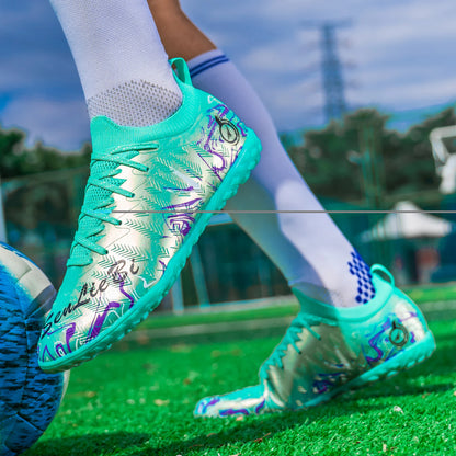 Men's Professional Football Boots High-Top Soccer Cleats FG & TF Sneakers for Outdoor Training & Matches Multi-Color Wear-Resistant