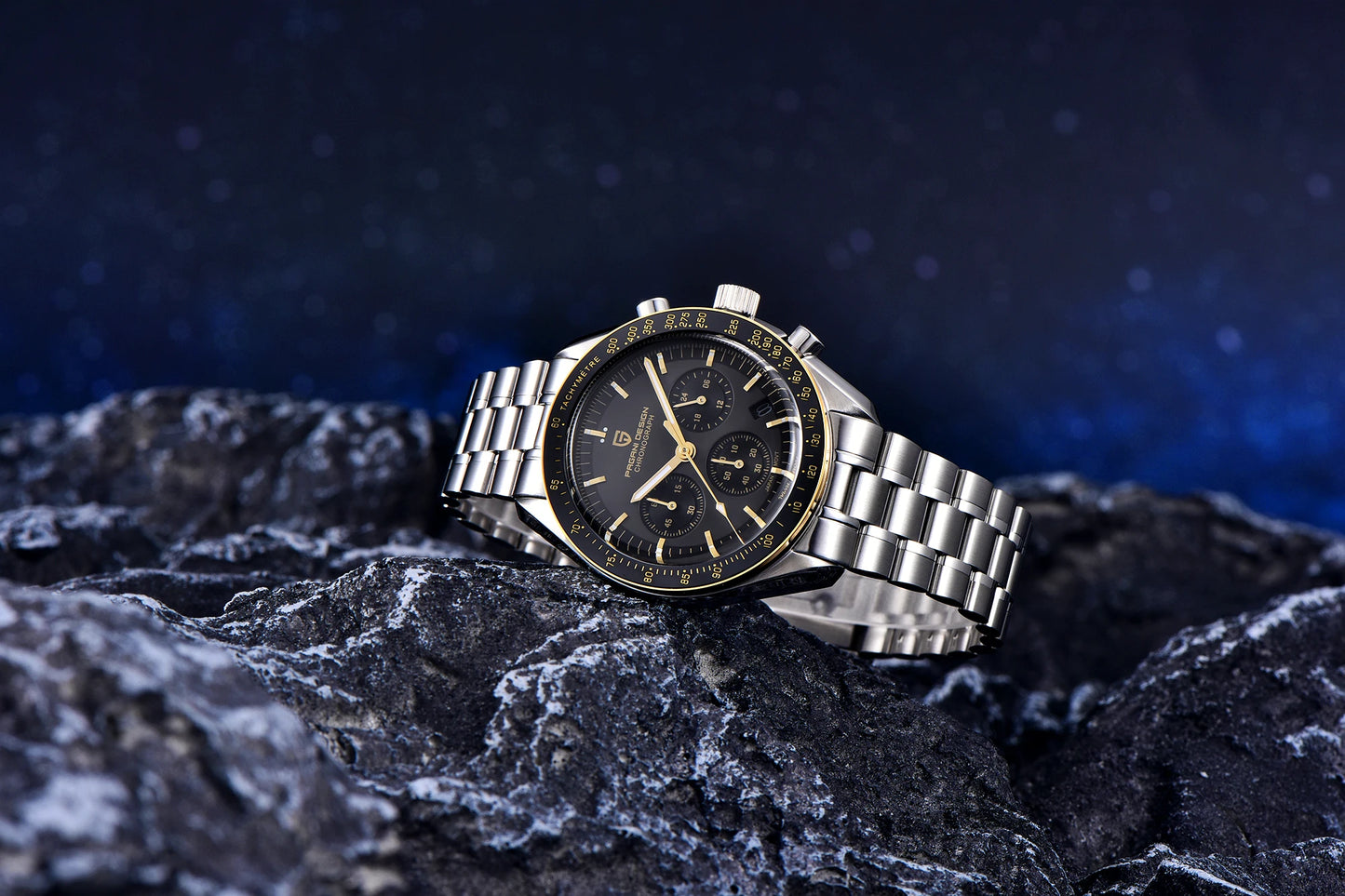 Orologio da uomo PAGANI DESIGN Planetary Series Saturn Light Tan al quarzo, cronografo Speed, vetro zaffiro AR, novità 2026