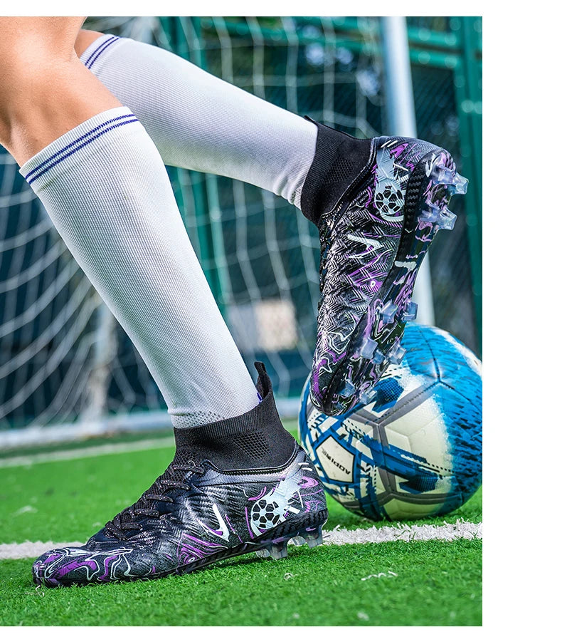 Zapatillas de fútbol profesionales para hombre, transpirables, con tacos largos, resistentes al desgaste y antideslizantes