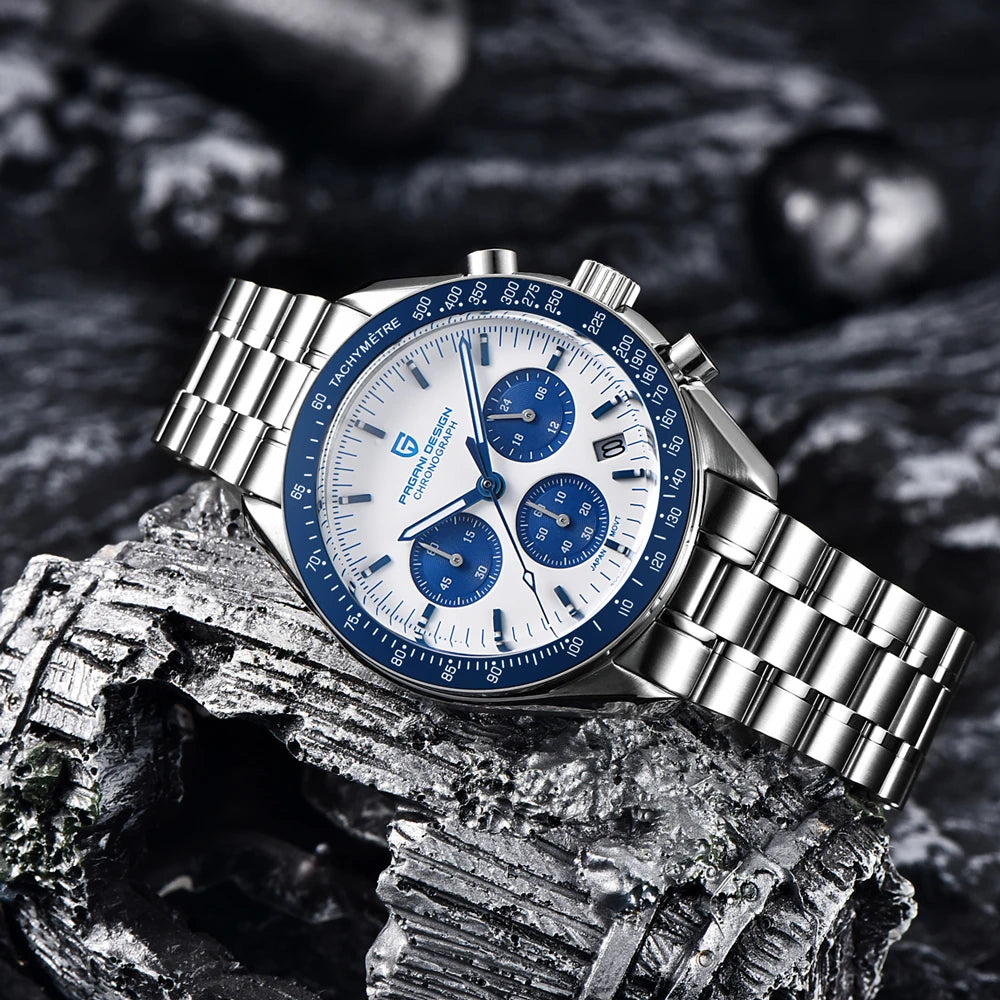 PAGANI DESIGN 2026 Nuovo orologio da uomo rosso di lusso al quarzo, cronografo con data automatica, impermeabile, spedizione locale
