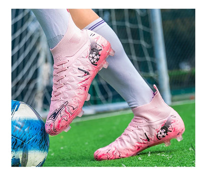 Zapatillas de fútbol profesionales para hombre, transpirables, con tacos largos, resistentes al desgaste y antideslizantes