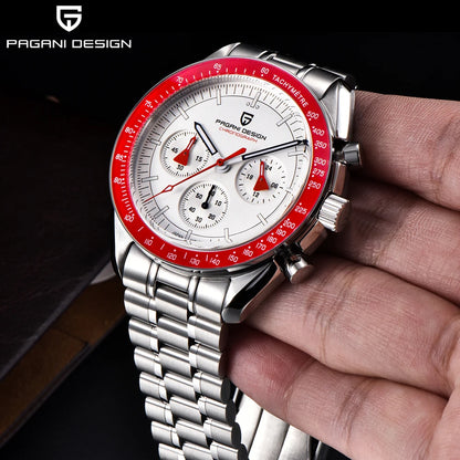 PAGANI DESIGN 2026 Nuovo orologio da uomo rosso di lusso al quarzo, cronografo con data automatica, impermeabile, spedizione locale