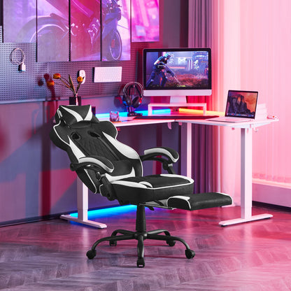 WOLTU Rotatable Computer Armchair Swivel Gaming Chair with Pocket Spring Cushion Ergonomic Office Chair Wide Seat Footrest