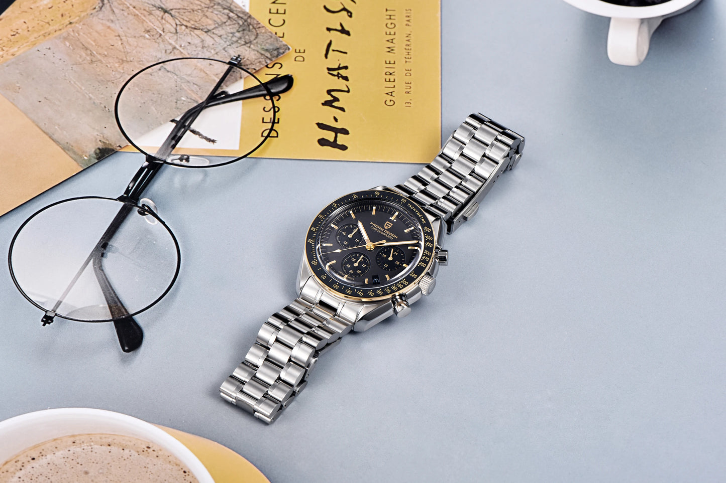 Orologio da uomo PAGANI DESIGN Planetary Series Saturn Light Tan al quarzo, cronografo Speed, vetro zaffiro AR, novità 2026
