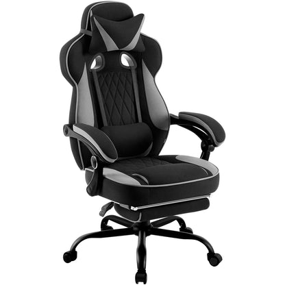 WOLTU Swivel Gaming Chair with Pocket Spring Cushion Ergonomic Office Chair Wide Seat Footrest Rotatable Computer Armchair