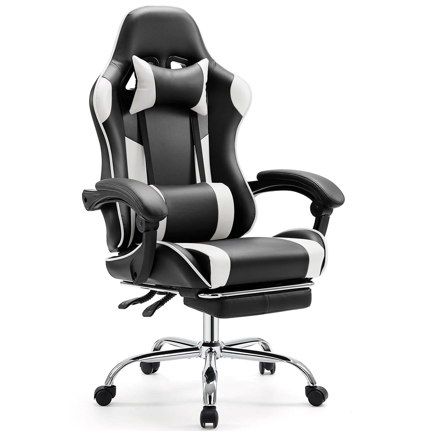 JHK Ergonomic Racing Gaming Chair Adjustable Swivel PU Leather with Headrest and Lumbar Support for Office Computer Living Room