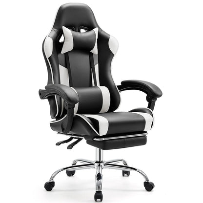 JHK Ergonomic Racing Gaming Chair Adjustable Swivel PU Leather with Headrest and Lumbar Support for Office Computer Living Room