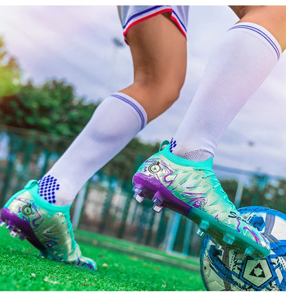 Men's Professional Football Boots High-Top Soccer Cleats FG & TF Sneakers for Outdoor Training & Matches Multi-Color Wear-Resistant