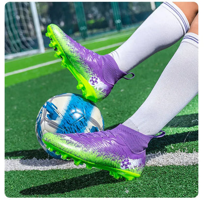 Men Football Boots Non-Slip High-Quality Soccer Shoes Grass Cleats High-Top Futsal Sneakers Match for Training Competition