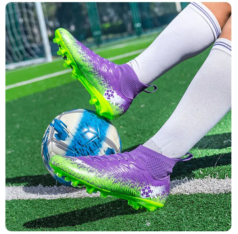 Pro Performance High-Cut Soccer Boots FG Long Studs Breathable Lightweight Cleats for Outdoor Grass Matches and Daily Training