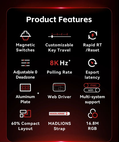 FGG MADLIONS MAD 60/68 Pro Mechanical Keyboard Magnetic Switch Wired 68% Gaming Keyboards Rapid Trigger RGB Customs Keyboards