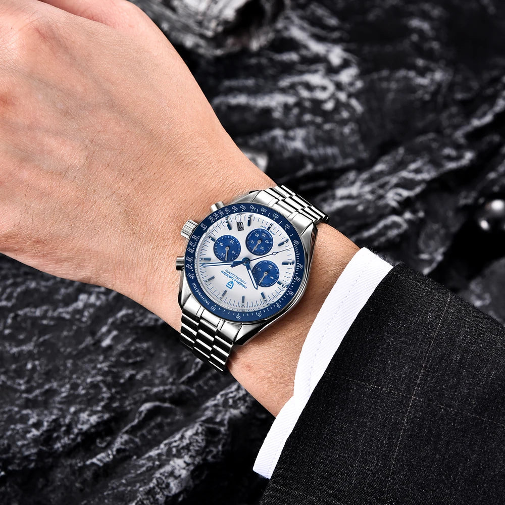 PAGANI DESIGN 2026 Nuovo orologio da uomo rosso di lusso al quarzo, cronografo con data automatica, impermeabile, spedizione locale