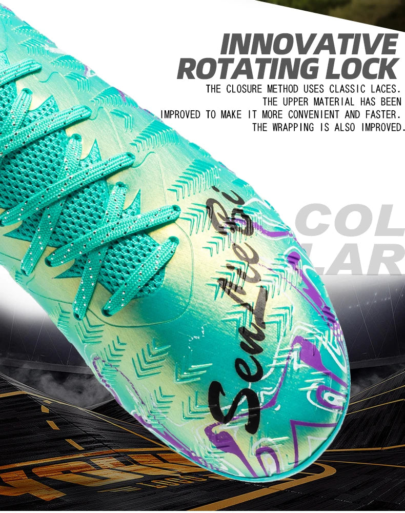 Men's Professional Football Boots High-Top Soccer Cleats FG & TF Sneakers for Outdoor Training & Matches Multi-Color Wear-Resistant