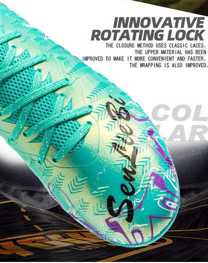 Men's Professional Football Boots High-Top Soccer Cleats FG & TF Sneakers for Outdoor Training & Matches Multi-Color Wear-Resistant