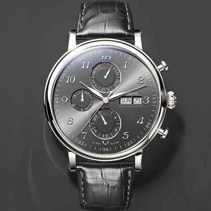 Reloj de lujo suizo LOBINNI para hombre, mecánico automático con calendario perpetuo, cristal de zafiro y multifunción L13019-8
