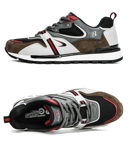 BONA Novos Designers Sapatilhas Desportivas em Couro Action para Homem Sapatilhas de Corrida para Homem Calçado de Ténis Masculino Calçado de Caminhada Fitness Moderno