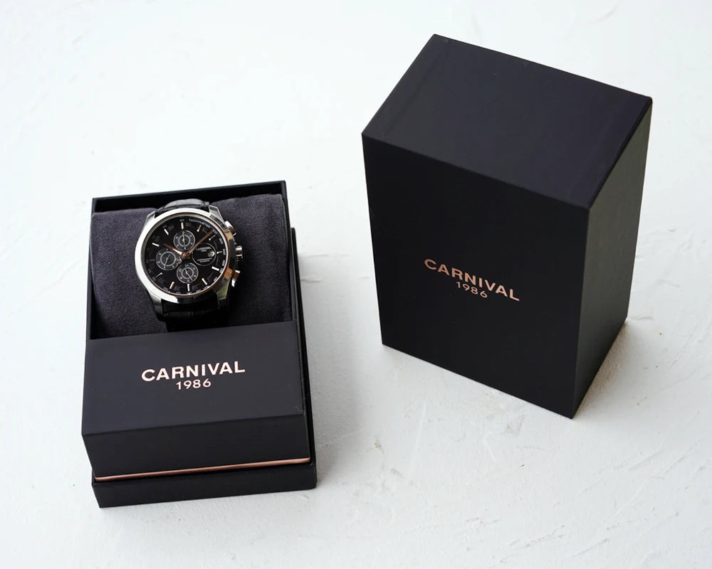 Men's Watch New Carnival Automatic Watches Men Business Mechanical Clock Leather Strap Waterproof Luxury Brand Clock