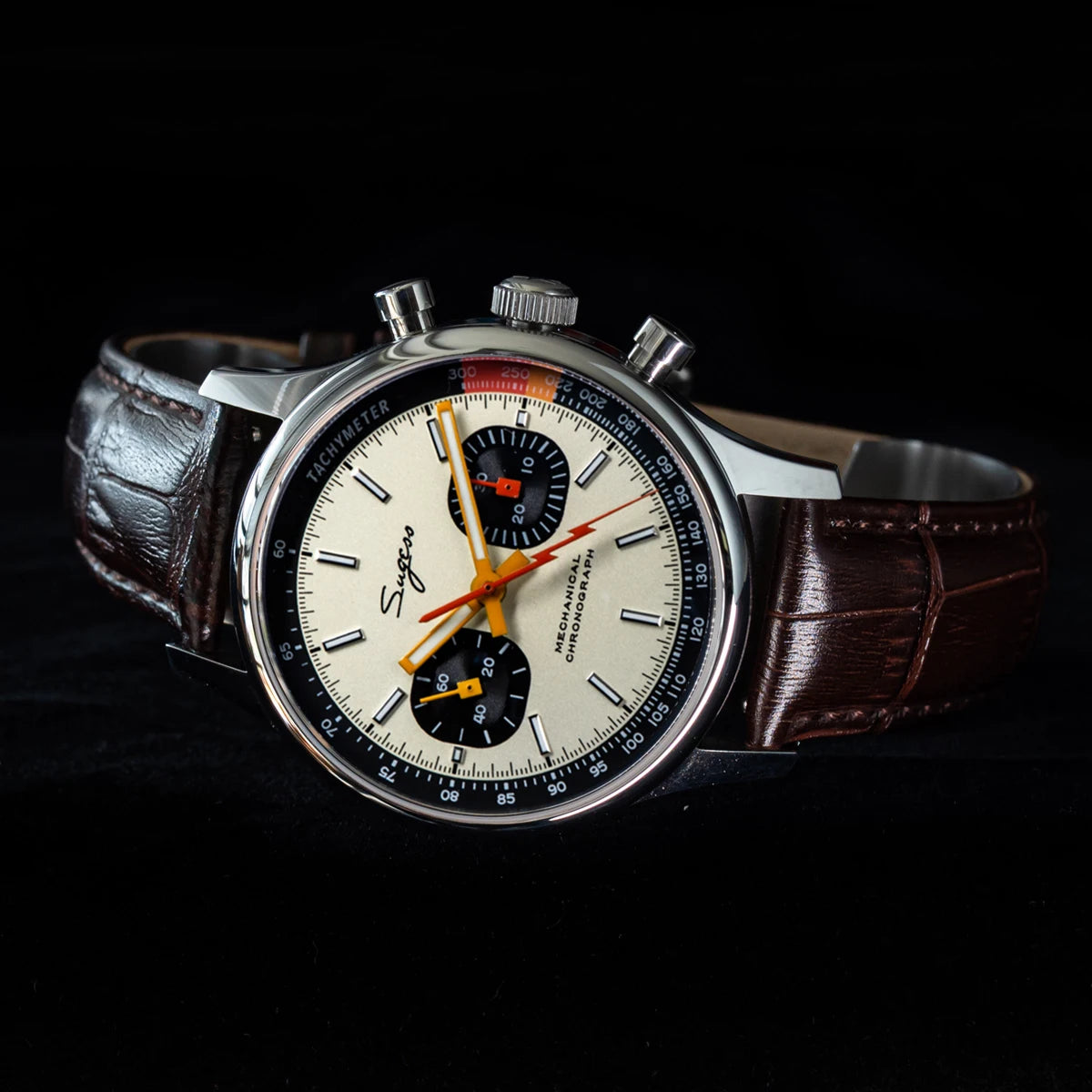 Sugess ST1901 Man Watch Mechanical Chronograph Origin Movement Swanneck Wristwatch Official Pilot Sappire Crystal Military Limit