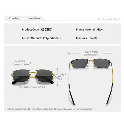 CATERSIDE Punk Rectangle Sunglasses Men Women Luxury Designer Rimless Gradient Lens Metal Sun Glasses For Men Sports 2024 UV400