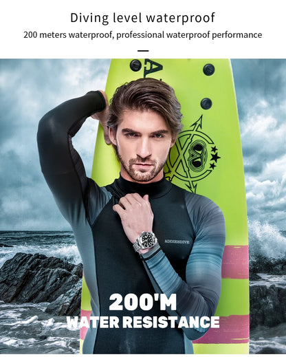 ADDIESDIVE Edelstahl-Uhr für Herren, europäische und amerikanische Business-Freizeit-Quarzuhr, wasserdichte Outdoor-Sportuhr