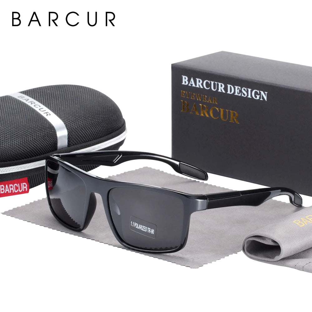 BARCUR Polarized Sunglasses Men TR90 Ultralight Vintage Sun Glasses for Women Square Eyewear oculos lunette de soleil femme