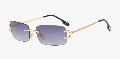 Kachawoo retro rectangular sunglasses rimless male female uv400 small sun glasses fashion blue pink gold metal birthday gifts
