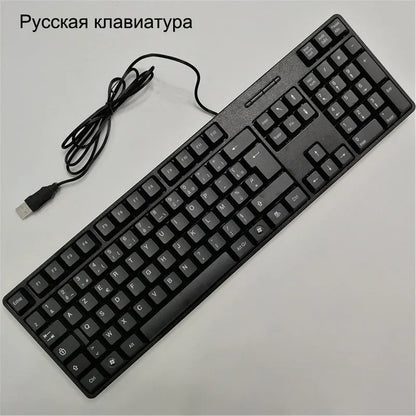 Keycap con lettere spagnole, francesi, russe e arabe per tastiera gaming USB cablata 104 tasti per computer