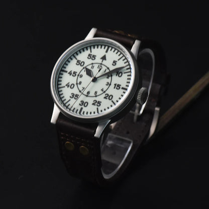 Hruodland Pilot Men's Automatic Mechanical Watch PT5000 Sapphire Luminous C3 Stainless Steel Waterproof 10Bar Men's Watch
