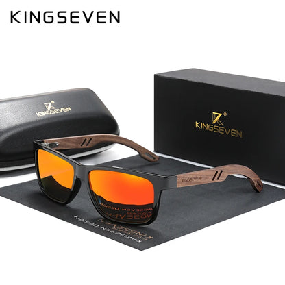 KINGSEVEN 100% Polarized Vintage Men Wooden Sunglasses Wood UV400 Protection Fashion Square Sun glasses Women  Gafas De sol