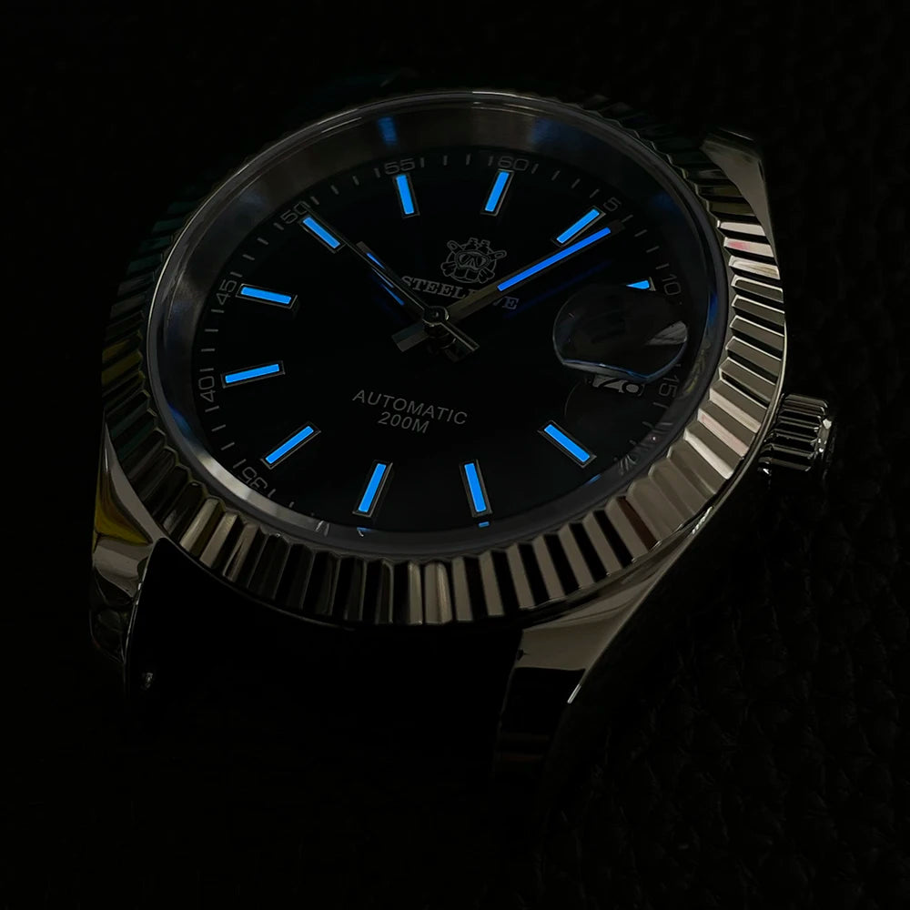 STEELDIVE Turquoise SD1933 Water Ghost Watch 200m Waterproof Sapphire Date NH35 Automatic Mechanical Watch with Bracelet