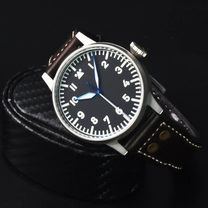 Hruodland Pilot Men's Automatic Mechanical Watch PT5000 Sapphire Luminous C3 Stainless Steel Waterproof 10Bar Men's Watch