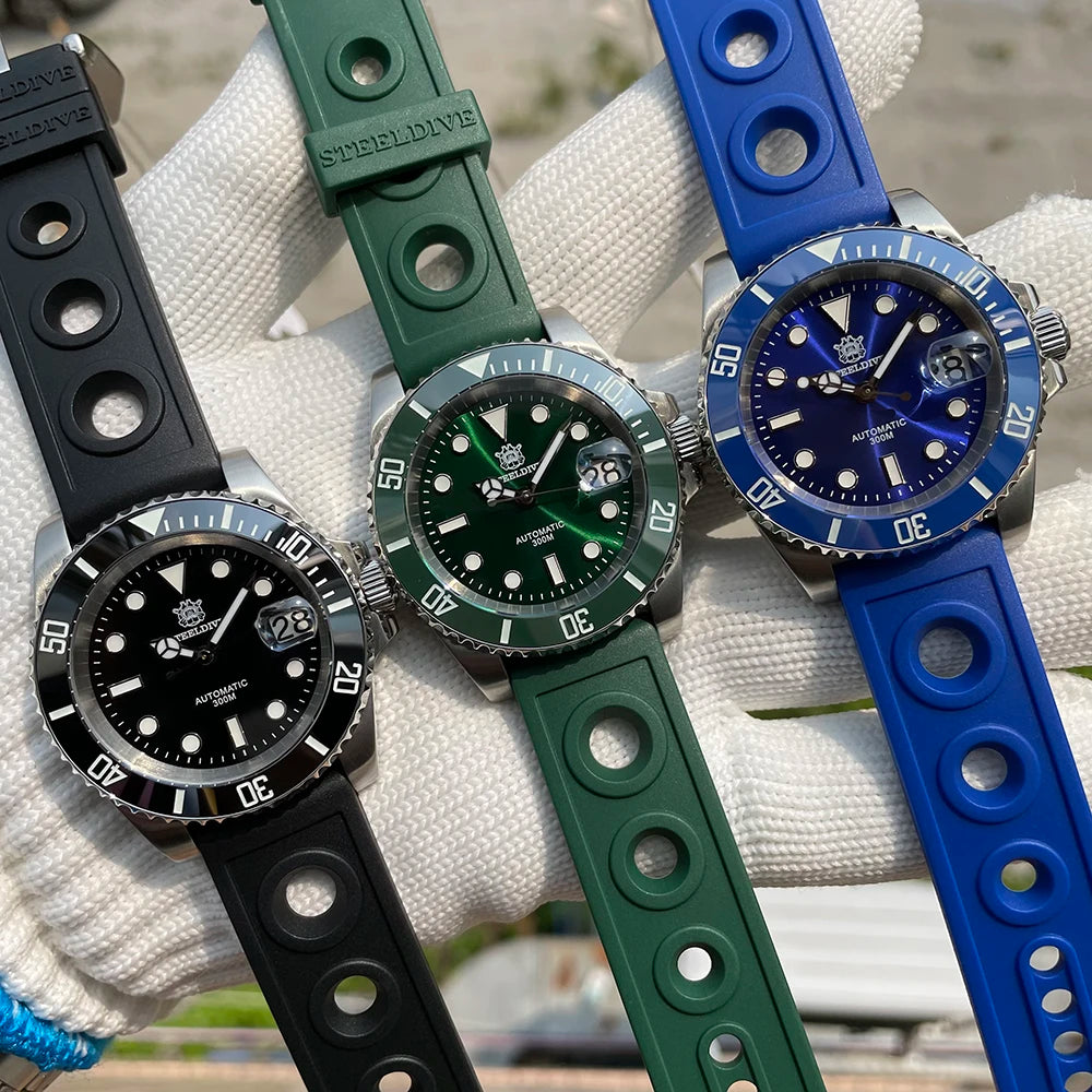 SD1953 STEELDIVE Brand Ceramic Bezel 41mm Steeldive 30ATM Water Resistant NH35 Automatic Mens Dive Watch  with Milled Clasp