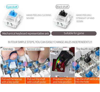 Tastiera meccanica Retro Punk con switch blu, neri e marroni, 104 tasti, USB cablata, tastiera gaming retroilluminata RGB per PC, laptop e gamer