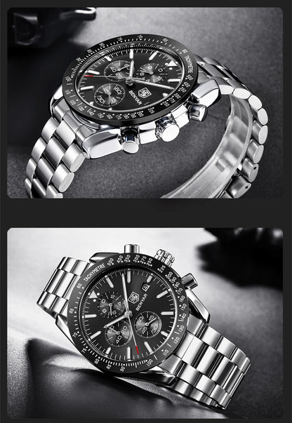 BENYAR Luxusuhren für Herren – Quarz-Armbanduhren mit Lederarmband, wasserdicht bis 30 m, sportlicher Stil.