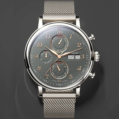 Reloj de lujo suizo LOBINNI para hombre, mecánico automático con calendario perpetuo, cristal de zafiro y multifunción L13019-8