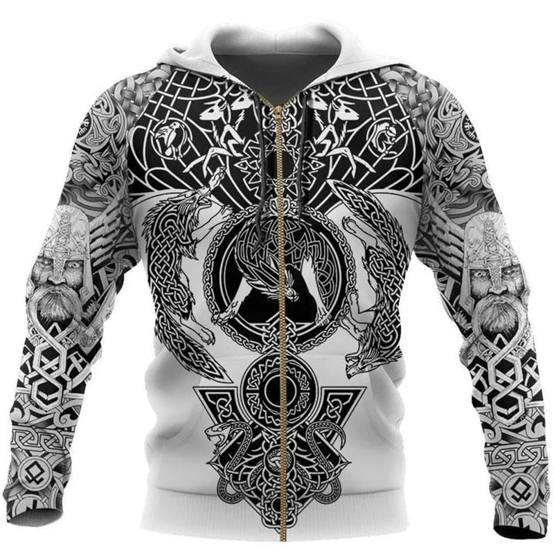 Fenrir Wolf Valknut Tattoo 3D Printed Men Hoodies Harajuku Fashion Hooded Sweatshirt Autumn Unisex Hoodie Sudadera Hombre
