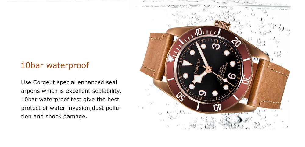 Luxury NH35A Corgeut 41mm Automatic Men Watch PVD Case Sapphire Military Male 10BAR wim Watches Luminous Mechanical WristWatches