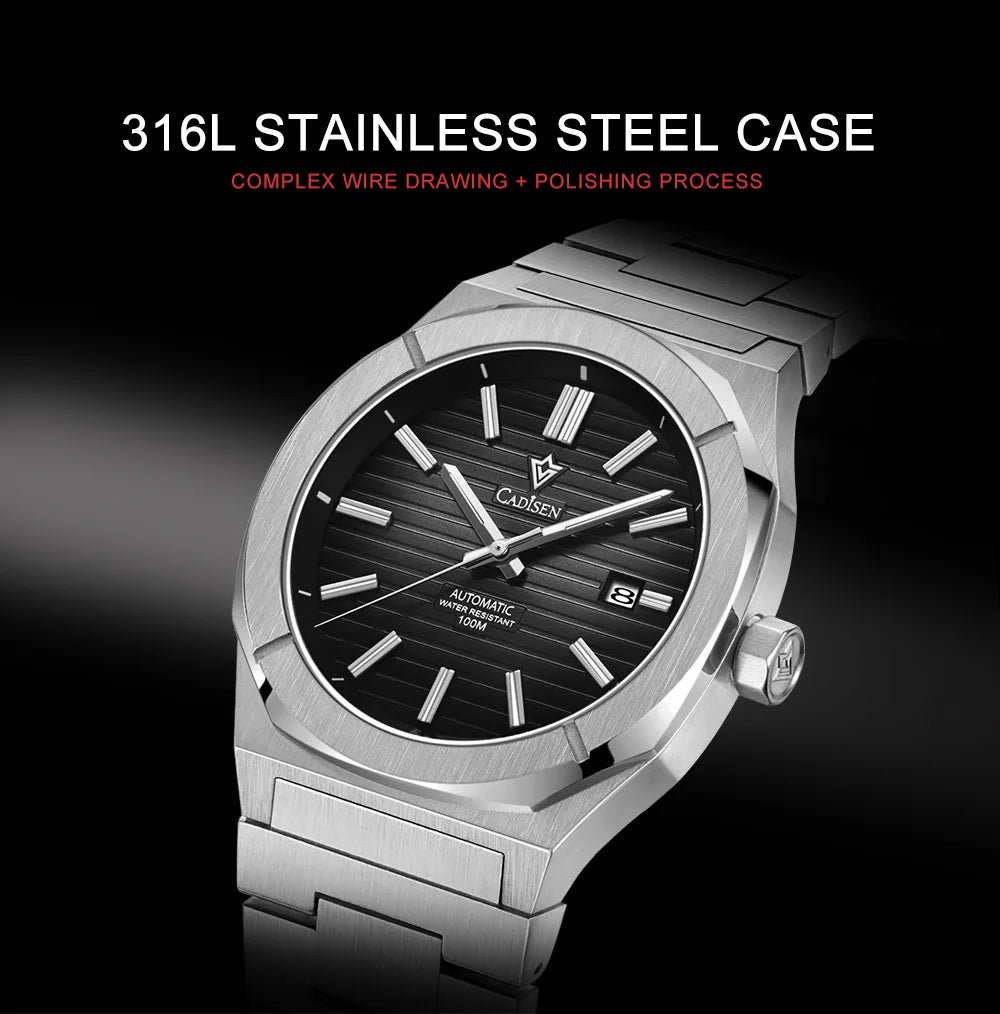 CADISEN Watch for Men Luxury Automatic Men Miyota 8215 Movement Sapphire Crystal 42mm Dial 100m Waterproof Wristwatches C8200
