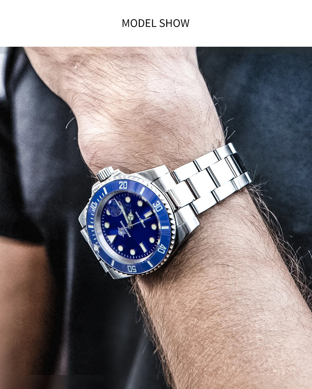 ADDIESDIVE Edelstahl-Uhr für Herren, europäische und amerikanische Business-Freizeit-Quarzuhr, wasserdichte Outdoor-Sportuhr