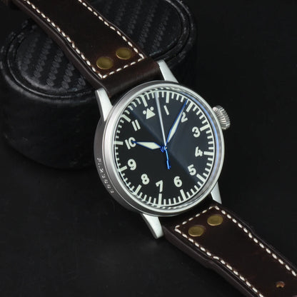 Hruodland Pilot Men's Automatic Mechanical Watch PT5000 Sapphire Luminous C3 Stainless Steel Waterproof 10Bar Men's Watch