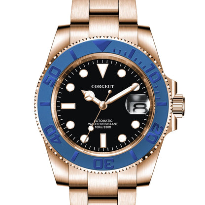 Custom logo NH35 MIYOTA 8215 Automatic Men Watch Luxury Diver Two Tone Gold 316L Stainless Steel Sapphire 10ATM Sterile  Sunburs
