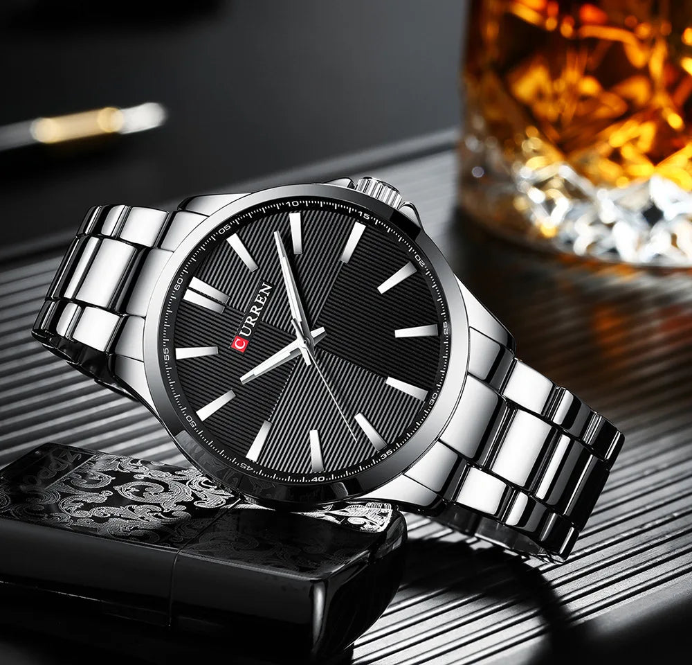 CURREN herenhorloge – Luxe model, waterdicht, militaire stijl, van roestvrij staal – Sportief polshorloge (ref. 8322)