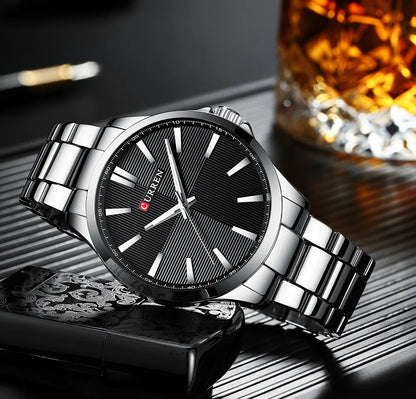 CURREN herenhorloge – Luxe model, waterdicht, militaire stijl, van roestvrij staal – Sportief polshorloge (ref. 8322)