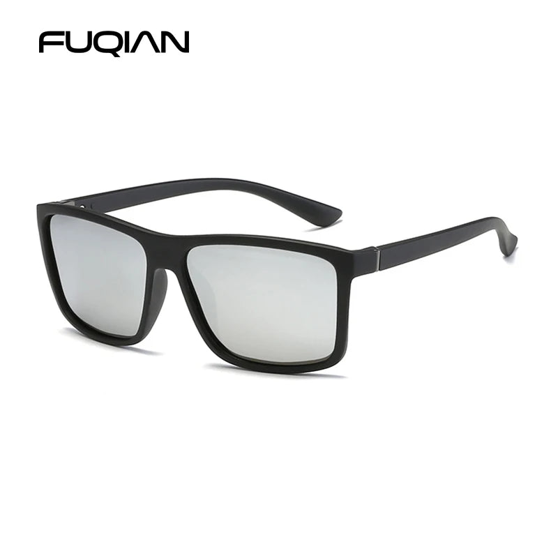 Classic Black Square Polarized Sunglasses Men Fashion Mirror Blue Sun Glasses Unisex Vintage Anti Glare Driving Shades UV400