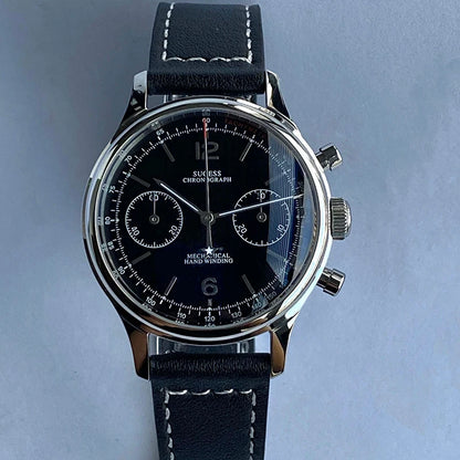 Sugess 1963 Pilot Watch Men Mechanical Chronograph Panda Wristwatch Air Force Sapphire Waterproof for Seagull Movement ST1901 v3