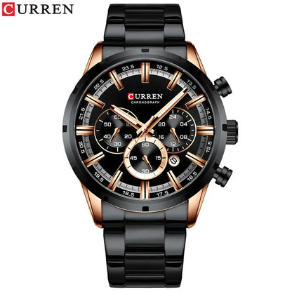 Reloj Curren para hombre con esfera azul, correa de acero inoxidable y fecha, reloj masculino de negocios, resistente al agua, reloj de pulsera de lujo para hombre