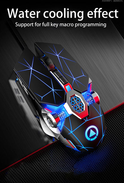 Rato Gaming Profissional Novo 3200dpi 7 Botões Retroiluminado Rato para Computador com Suporte para Definição de Macros Mecânico com Fio Silencioso